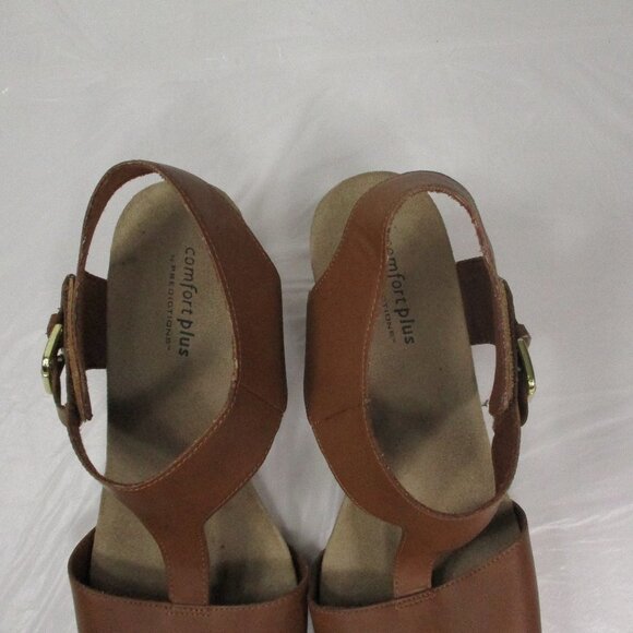 COMFORT PLUS Tan Wedge Sandals Size 9.5 - Picture 7 of 9